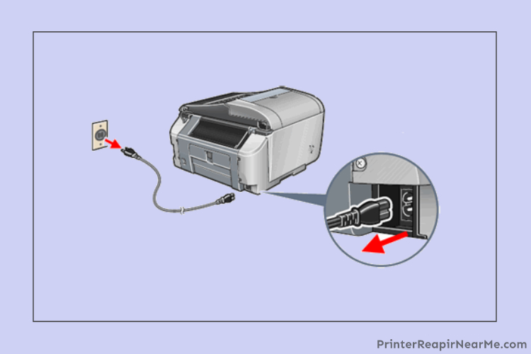 Remove the power cable of the printer-HP Printer Paper Jam