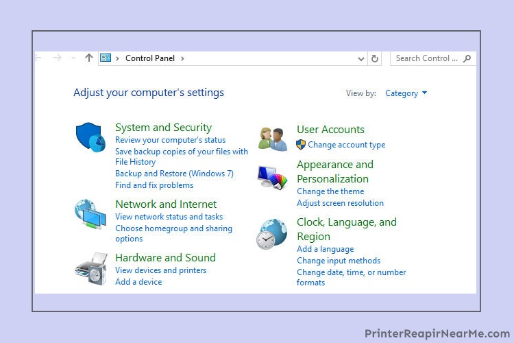 control panel of your system - Epson printer offline