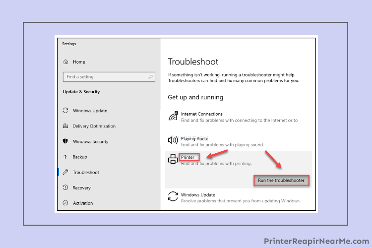 Run Troubleshooter-how to fix hp printer that prints blank pages